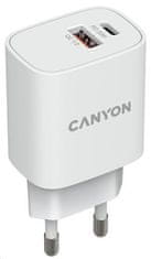 Canyon nabíjačka do siete H-20-04, 1x USB-C PD 20W, 1x USB-A QC 3.0 18W, biela