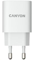 Canyon nabíjačka do siete H-20-04, 1x USB-C PD 20W, 1x USB-A QC 3.0 18W, biela