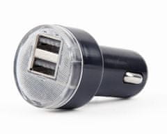 Gembird 2x USB nabíjačka do auta 2,1 A, čierna
