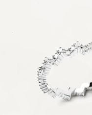 PDPAOLA Trblietavý strieborný prsteň so zirkónmi ZIPPER Silver AN02-685 (Obvod 50 mm)