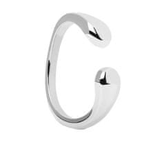 PDPAOLA Otvorený minimalistický prsteň zo striebra CRUSH Silver AN02-903 (Obvod 58 mm)