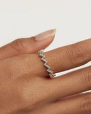 PDPAOLA Trblietavý strieborný prsteň so zirkónmi ZIPPER Silver AN02-685 (Obvod 50 mm)