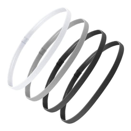Northix 4x elastické športové gumičky do vlasov - čierna / biela / šedá