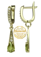 A-B A-B Náušnice Bellatrix s vltavínom a diamantmi zo žltého zlata jw-AUVD2002/1Y žlté zlato 585/14K