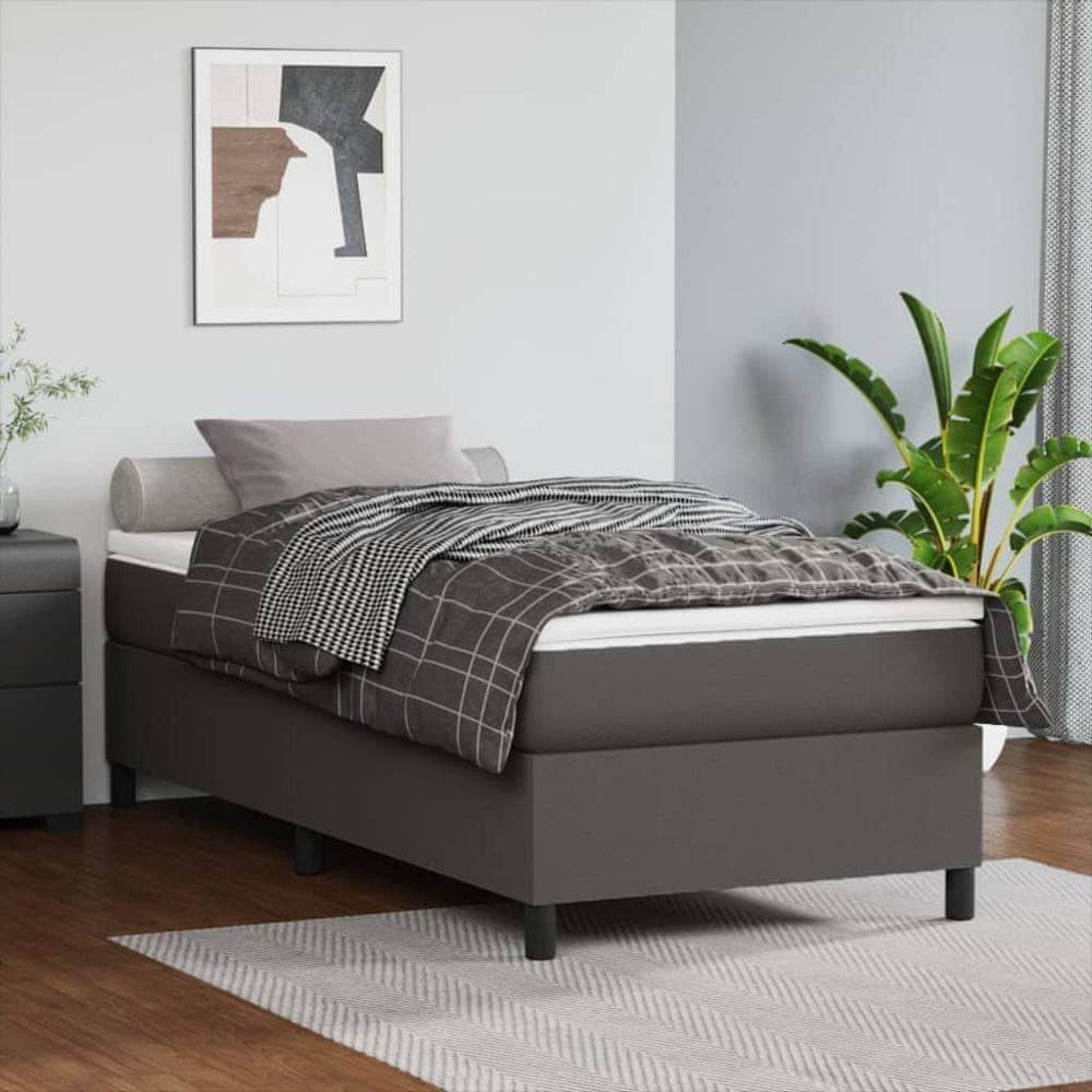 Petromila vidaXL Boxspring posteľ s matracom sivá 90x190 cm umelá koža