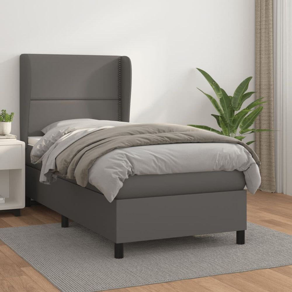 Vidaxl Boxspring posteľ s matracom sivá 100x200 cm umelá koža