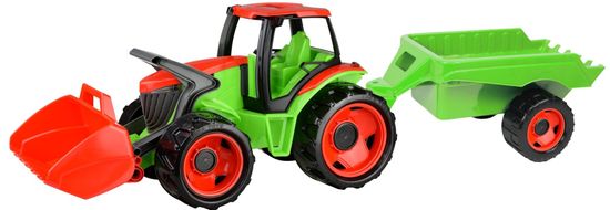 LENA Traktor s lyžicou a s vozíkom, červeno zelený