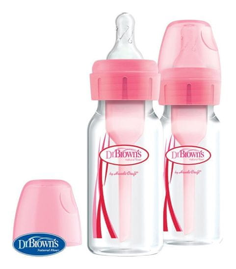 Dr.Brown´s Fľaša antikolik Options+ úzka 2x120 ml plast, ružová