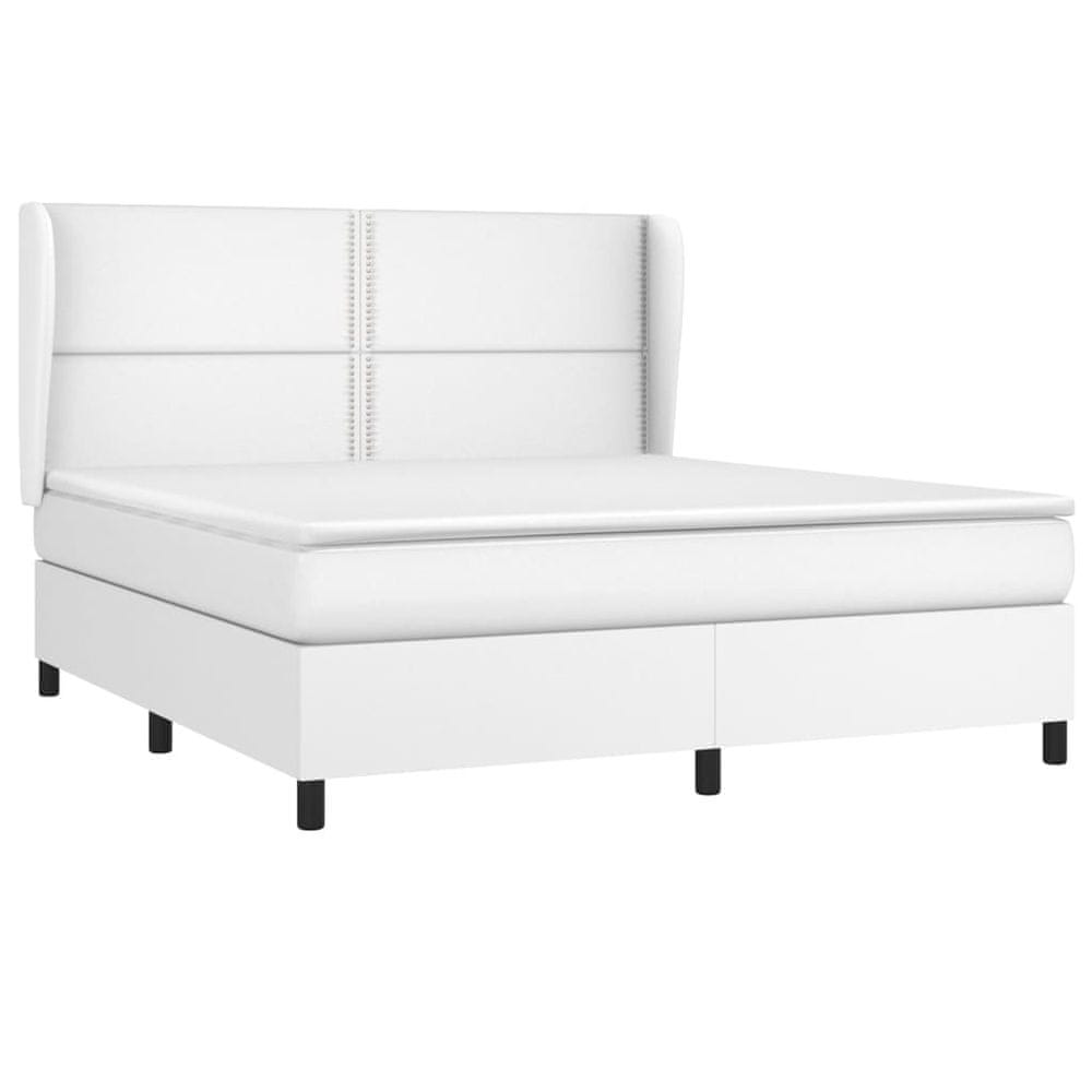 Vidaxl Boxspring posteľ s matracom biela 160x200 cm umelá koža
