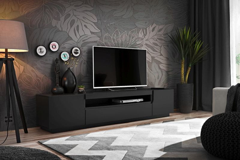 eoshop TV stolík Estón 200cm, čierny mat