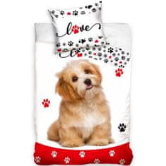 BedTex Bavlnené posteľné obliečky Love so psíkom