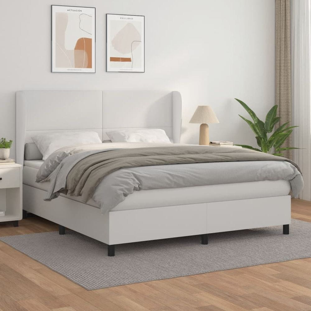 Petromila vidaXL Boxspring posteľ s matracom biela 180x200 cm umelá koža