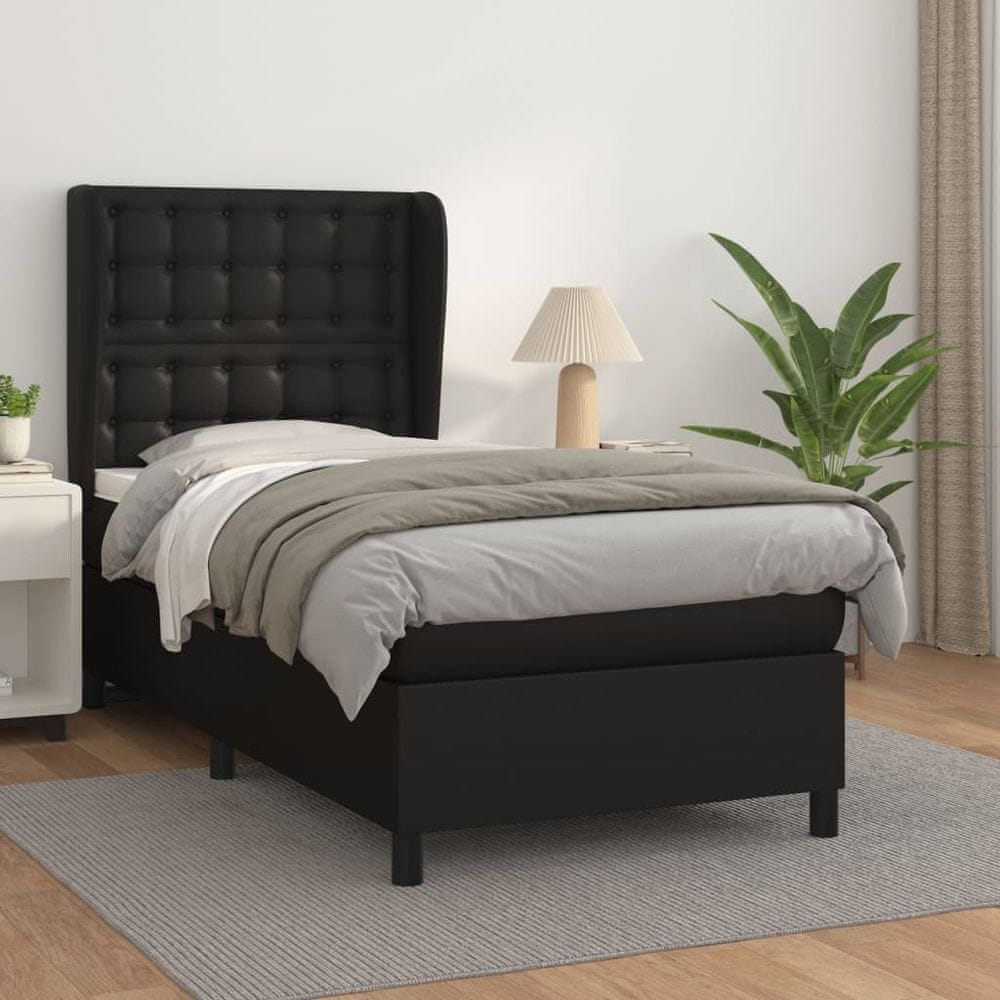 Vidaxl Boxspring posteľ s matracom čierna 100x200 cm umelá koža