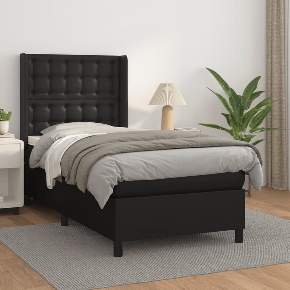 Petromila vidaXL Boxspring posteľ s matracom čierna 100x200 cm umelá koža