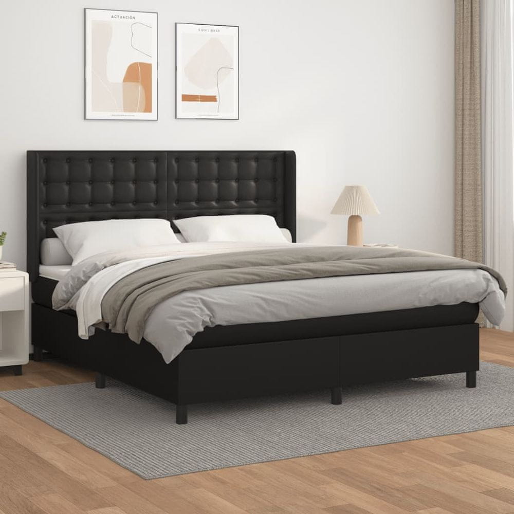 Vidaxl Boxspring posteľ s matracom čierna 160x200 cm umelá koža