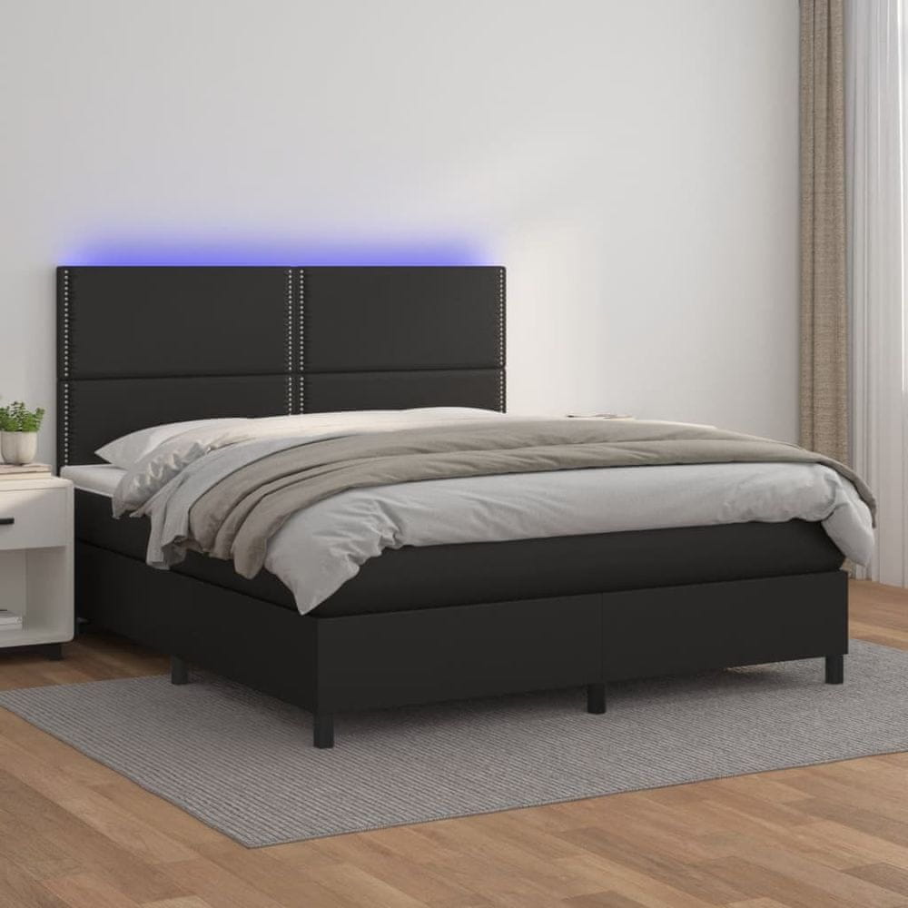 Petromila vidaXL Boxspring posteľ s matracom a LED čierna 160x200 cm umelá koža