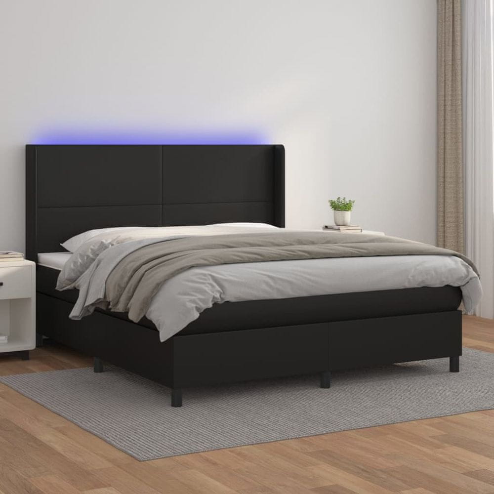 Petromila vidaXL Boxspring posteľ s matracom a LED čierna 160x200 cm umelá koža