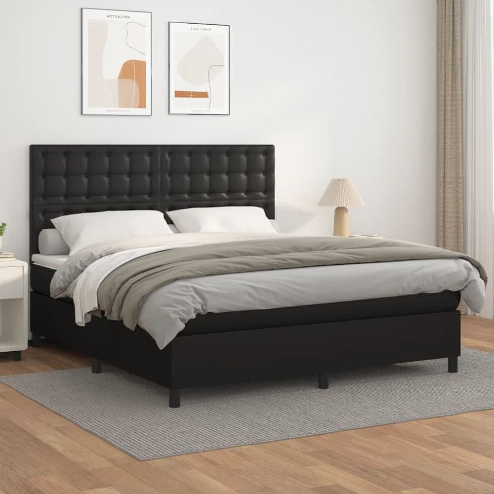 Vidaxl Boxspring posteľ s matracom čierna 160x200 cm umelá koža