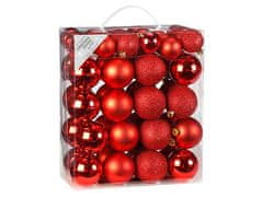 LAALU Sada vianočných ozdôb 50ks: červené okrúhle ozdoby mix 4 a 6 cm