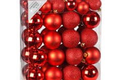 LAALU Sada vianočných ozdôb 50ks: červené okrúhle ozdoby mix 4 a 6 cm