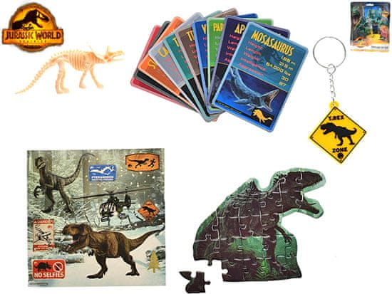 Jurassic World Jurský svet Dominion sada dino aktivít: puzzle, kľúčenka, kostra, nálepky, karty