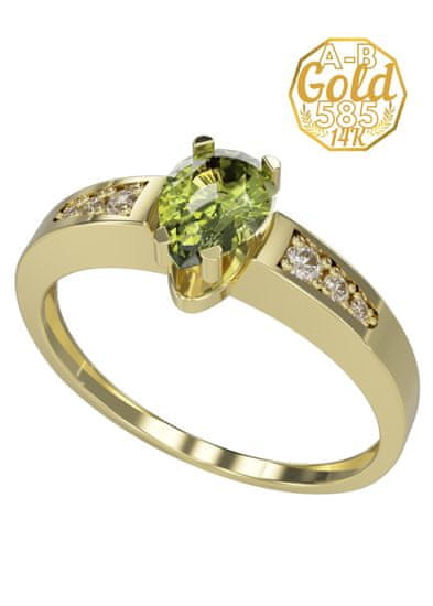 A-B A-B Sirius prsteň s vltavínom a zirkónmi v žltom zlate jw-AUVZ3002Y žlté zlato 585/14K