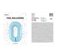 PartyDeco Fóliový balón Číslo 0 svetlomodrý 86cm