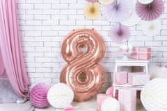 PartyDeco Fóliový balón Číslo 8 ružovo zlatý 86cm