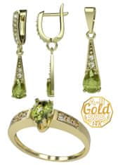 A-B A-B Súprava šperkov Sirius s vltavínom a zirkónmi v žltom zlate 200000120 žlté zlato 585/14K