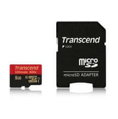 Transcend 8GB microSDHC (Class10) UHS-I 600x (Ultimate) MLC pamäťová karta (s adaptérom)