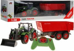 iMex Toys Traktor s prívesom na diaľkové ovládanie 1:28 Zeleno-červený