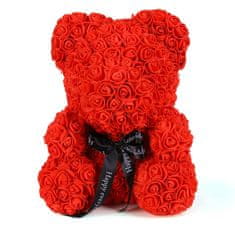 Alum online Medvedík z ruží 25 cm - červený s mašľou