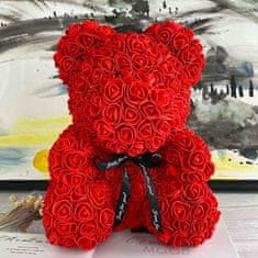 Alum online Medvedík z ruží 25 cm - červený s mašľou