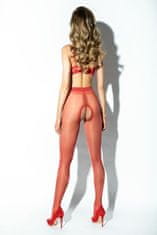 AMOUR Hip Gloss Red 20DEN / pančuchové nohavice s otvoreným rozkrokom - L/XL