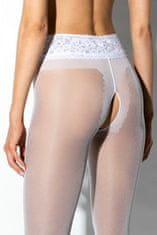 AMOUR Hip Lace White 30DEN / pančuchové nohavice s otvoreným rozkrokom - L/XL