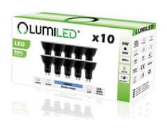 LUMILED 10x LED žiarovka GU10 6W = 60W 580lm 6500K Studená biela 120° Čierna