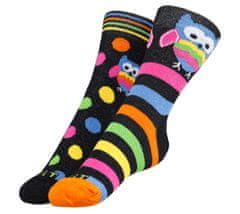 Ponožky detské Sova - 20-24 - čierna, ružová, modrá, zelená, žltá