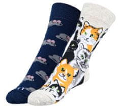 Ponožky Mačka a myš - 35-38 - šedá, modrá