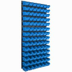 botle Nástenný panel na náradie 58 x 117 cm s 98 ks. Krabic zavesené Modré Boxy Skladovací systém