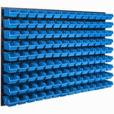 botle Nástenný panel na náradie 115 x 78 cm s 126 ks. Krabic zavesené Modré Boxy Skladovací systém