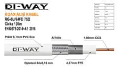 DI-WAY Koaxiálny kábel DI-WAY RG-6U/64FD, 6,7 mm, 100m cievka