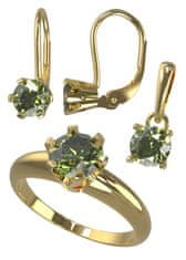 A-B A-B Sada šperkov z pozláteného striebra s okrúhlym vltavínom 20000226 925/1000 pozlátené striebro, 22K