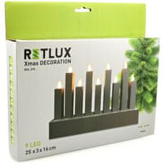 Retlux Vianočné osvetlenie RXL 374 svícen stříbrný 9LED WW