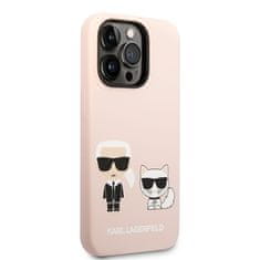 Karl Lagerfeld Kryt na mobil and Choupette Liquid Silicone na Apple iPhone 14 Pro Max - růžový