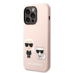 Karl Lagerfeld Kryt na mobil and Choupette Liquid Silicone na Apple iPhone 14 Pro Max - růžový