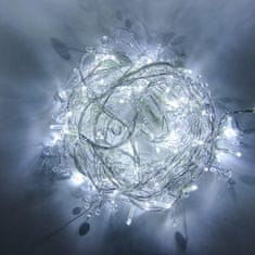 DecoLED Svetelný reťaz s kryštálikmi - 8m, ľadovo biela s flash