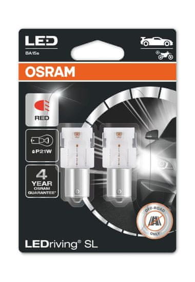 Osram OSRAM LED P21W 7506DRP-02B RED 12V 2W BA15s