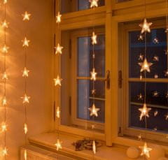 DecoLED Vianočné osvetlenie do okna, propojovatelné, hviezdy, 1,2x2m, teple biela, 50 diód