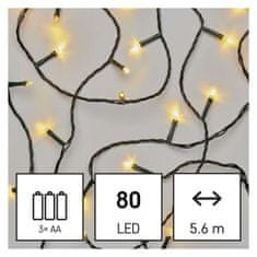 EMOS EMOS LED vianočná reťaz, 5,6 m, 3x AA, vonkajšia aj vnútorná, teplá biela, časovač D4FW02