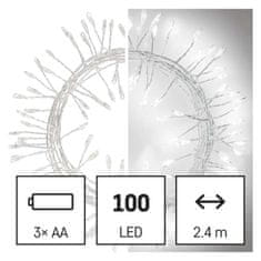 EMOS EMOS LED vianočná nano reťaz - ježko, 2,4 m, 3x AA, vnútorná, studená biela, časovač D3FC01